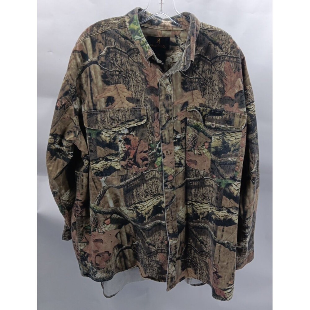 Browning Shirt Mens 2XL Camo Long Sleeve Button Down Hunting Board Outdoor